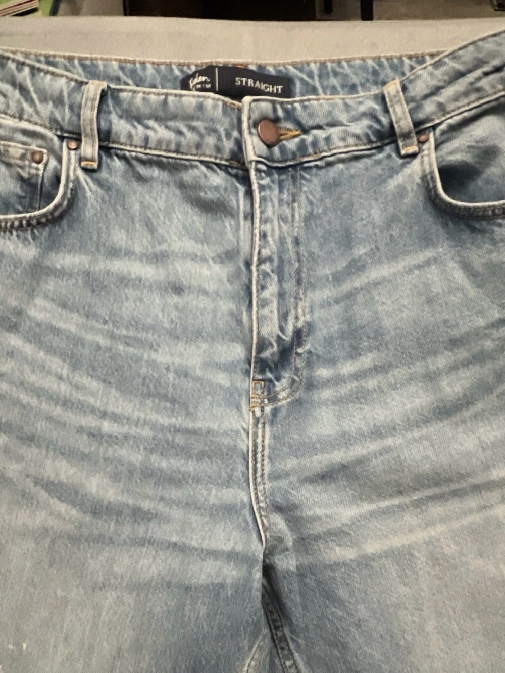 Denim Women's Straight Jeans Light Wash Blue Denim 5-Pocket Button